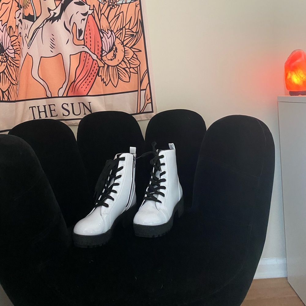 Shiny combat boots